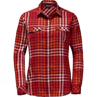 Camisa Jack Wolfskin Valley Mujer - Rojas - Chile FLA453728